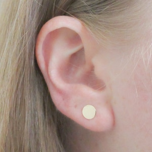 14K Gold Fill Round Stud Earrings, Small Gold Circle Studs