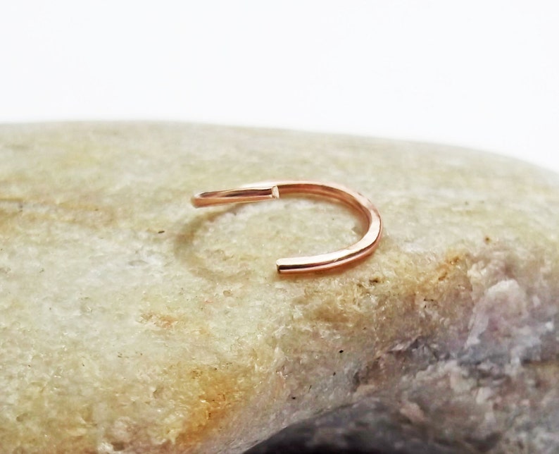 14K Rose Gold Fill Hammered Mini Hoops, 20 Gauge Pink Gold Huggie Hoops image 5