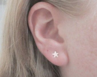 Sterling Silver Star Stud Earrings, Tiny Silver Studs