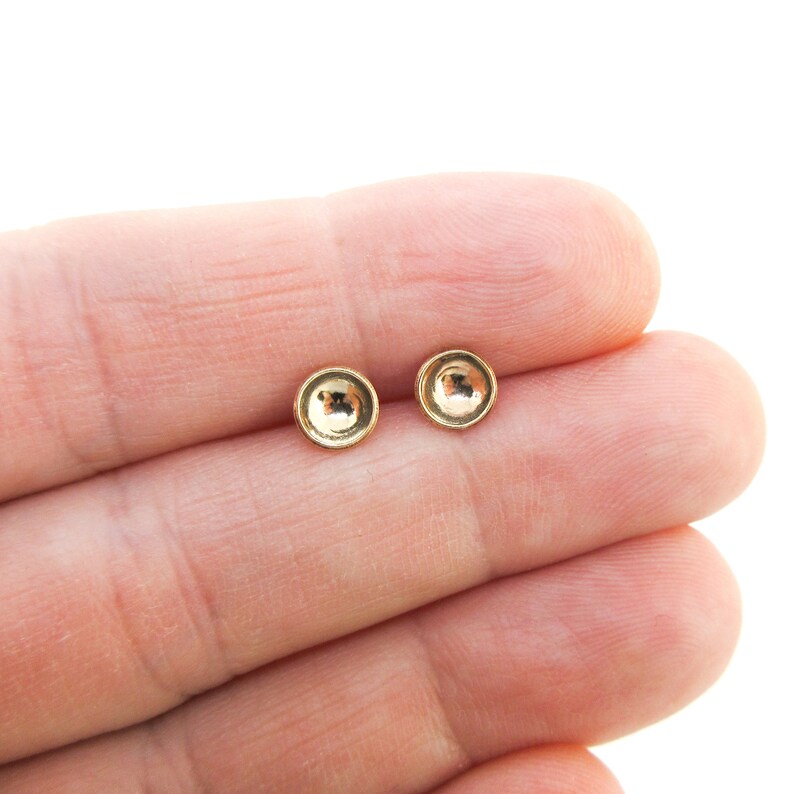 14K Gold Filled Small Round Stud Earrings, 6mm Gold Circle Studs image 3