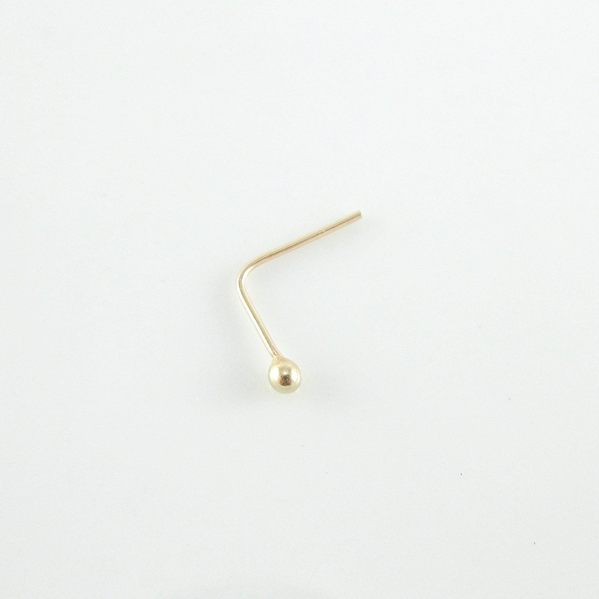 14K Gold 24 Gauge L Shaped Ball End Nose Stud Etsy