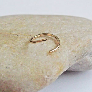 18 Gauge Hammered Gold Cartilage Earring, 14K Gold Fill Conch Hoop image 6