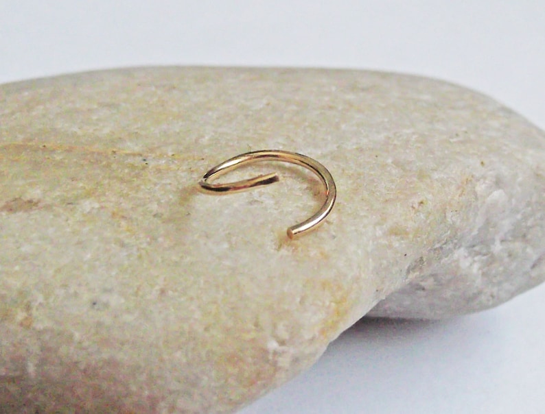 18 Gauge Hammered Gold Cartilage Earring, 14K Gold Fill Conch Hoop image 6