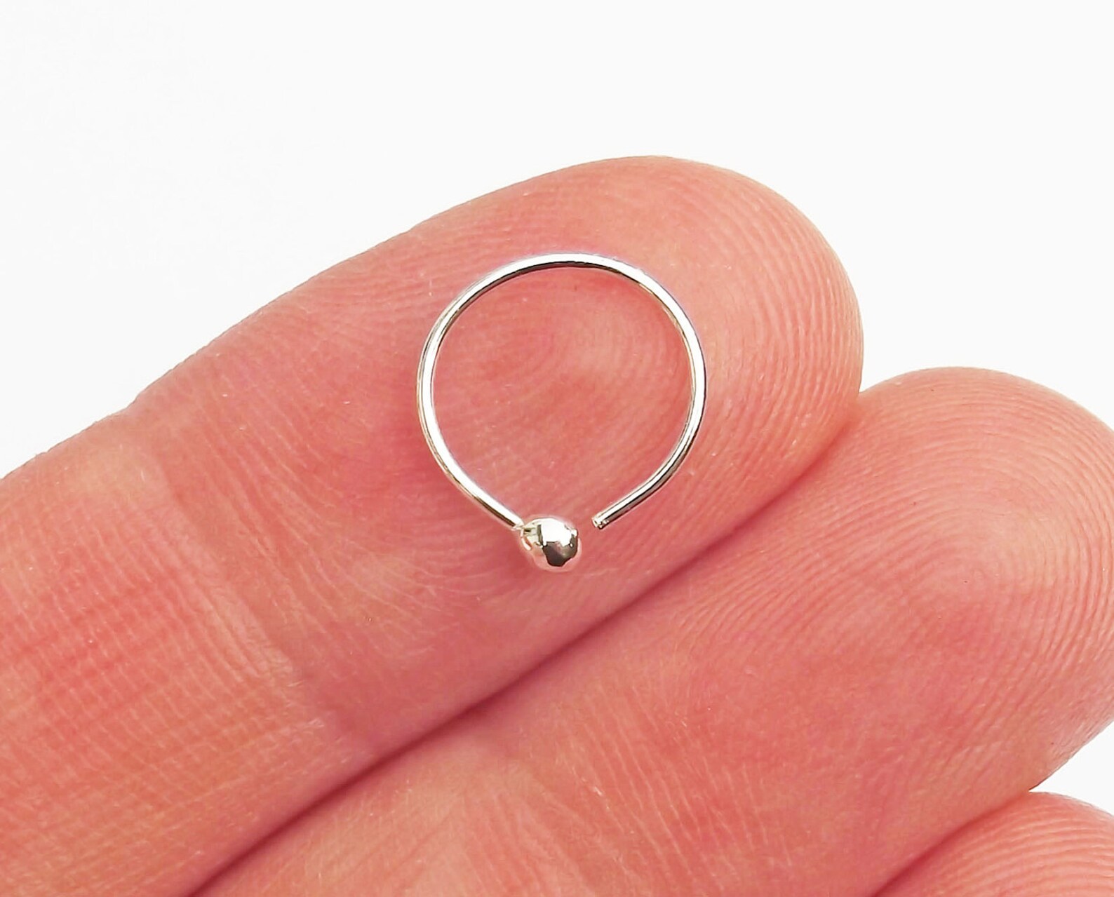 22 Gauge Silver Ball End Nose Ring Pure Silver Nose Hoop Etsy Canada