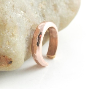 14K Rose Gold Fill Hammered Cuff Earring, Pink Gold Conch Ear Cuff