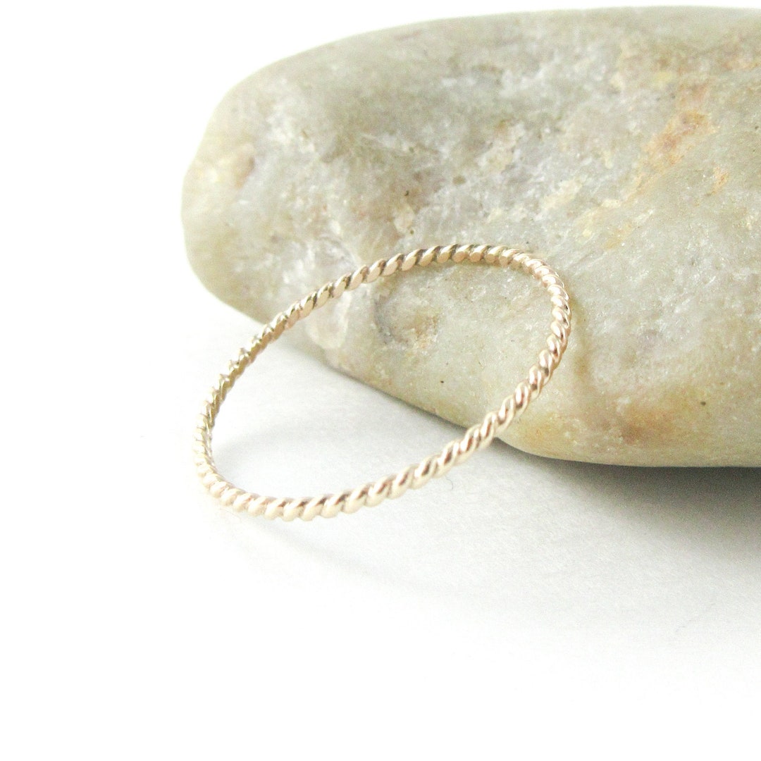 Skinny Gold Braided Wire Ring, 14K Gold Fill Stacking Ring - Etsy
