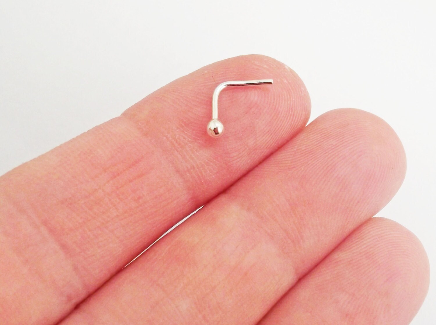 18 Gauge Ball End Nose Stud in Pure Silver Fine Silver L Etsy