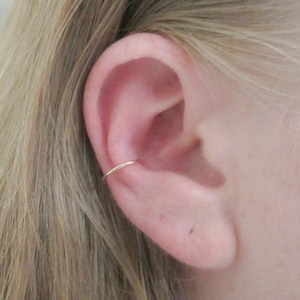 14K Rose Gold Filled 16 Gauge Cartilage Hoop Earring, Rose Gold Conch Piercing