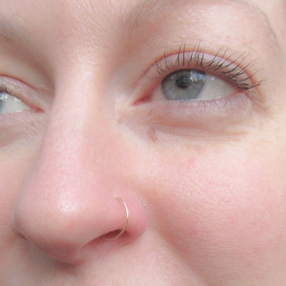 Argentium Silver Nose Ring Thin 24 Gauge Discreet Sterling Silver