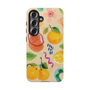 Watercolor orange Fruits Tough phone case Samsung S26 S25 S24 S23 Ultra Plus A56 A55 A54 A53 A35 A34 A33 A32 A16 A15 A13 abstract natural