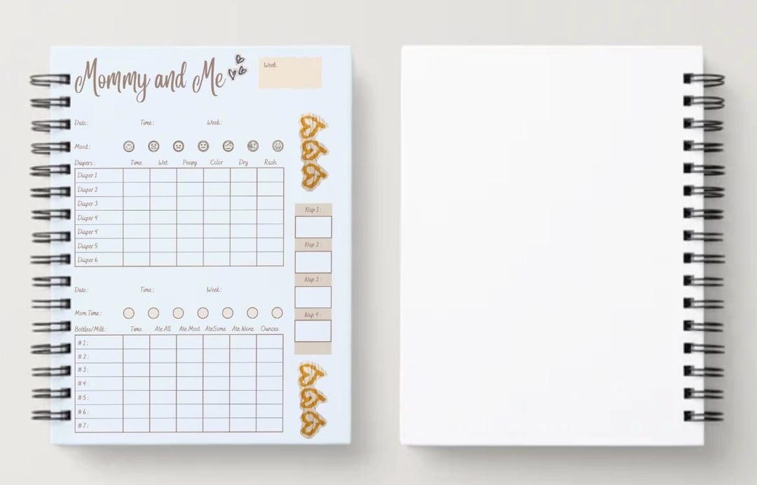 Printable Mom and Baby Log - Blue - Etsy