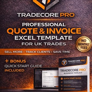 Excel-sjabloon offerte factuur aannemer VK | Toolkit voor kleine bedrijven (digitale download)