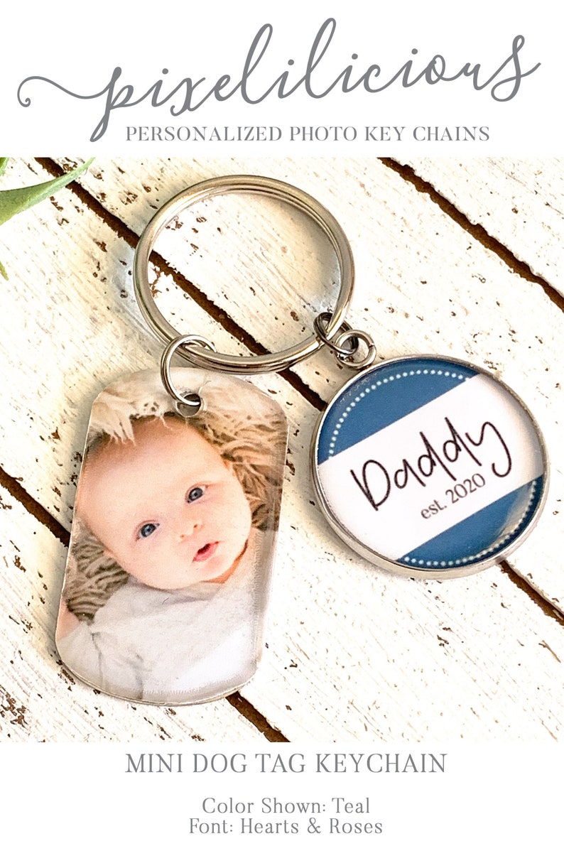 Personalized Photo Keychain for Men Mini Dog Tag Keychain for Etsy