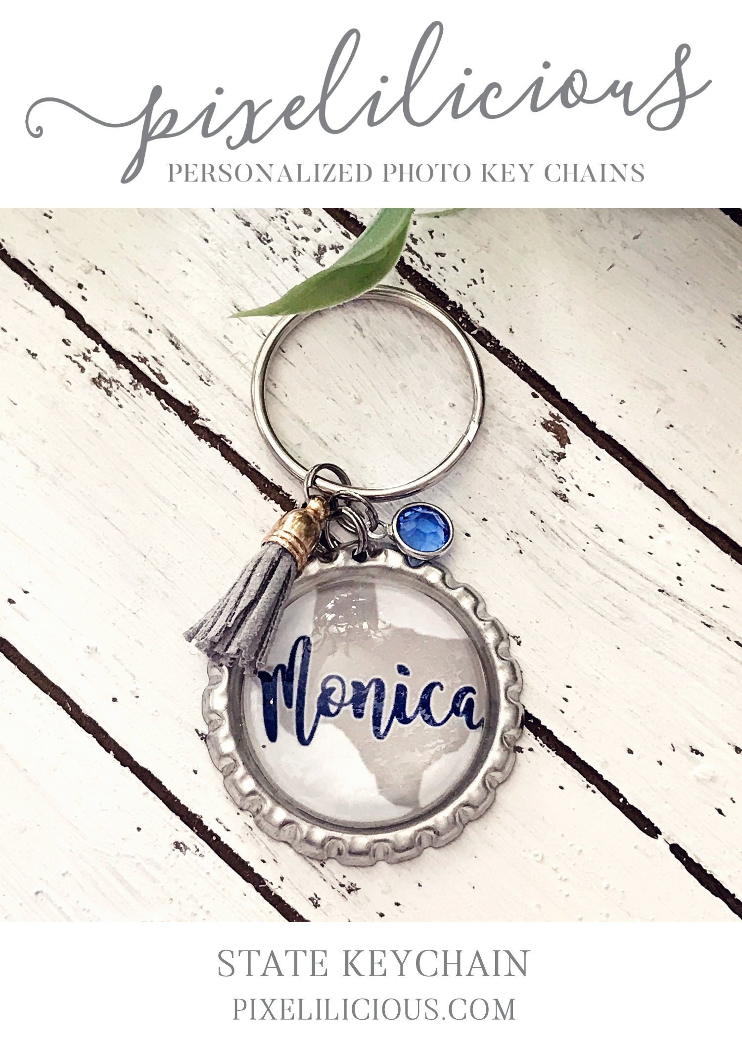 Custom State Keychain Personalized Name Keychain for Her Etsy