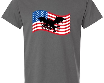 Snallygaster American Flag Cryptid Shirt - Vintage Maryland Folklore T-Shirt - Blue Ridge Mountains Tee