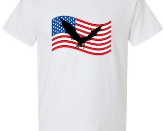 Mothman American Flag Cryptid Shirt - Vintage Point Pleasant T-Shirt - West Virginia Folklore Tee