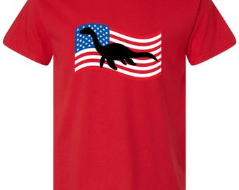 Loch Ness Monster American Flag Shirt - Scotland Folklore T-Shirt - Nessie Apparel