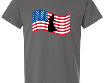 Banshee Of The Badlands Cryptid American Flag T-Shirt, Haunting Spirit Of The Frontier