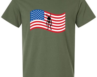 Wendigo American Flag Cryptid Shirt - Vintage Northwoods Folklore T-Shirt - Algonquin Legend Tee
