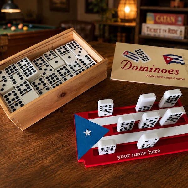 Customizable Puerto Rican Flag Themed Domino Holder