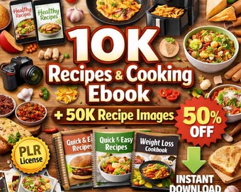10K Recipes Cooking eBook Bundle | 50K Food Images (Digital Download)