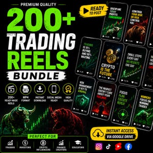 200+ Trading Reels Bündel | Forex, Krypto, Börse Inhalt (Instant Download)