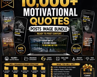 10,000+ Motivational Quotes Bundle | Quote Posts Images | Instagram Content Pack | Inspirational Social Media Posts
