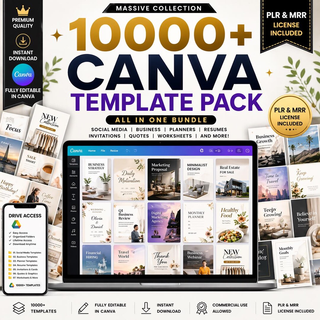 Paquete de más de 10 000 plantillas de Canva para redes sociales ...