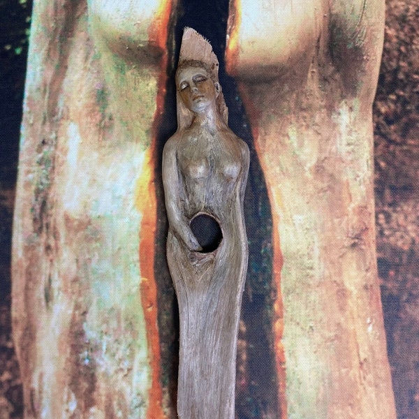 Introspección, escultura de madera flotante de Debra Bernier Shaping Spirit