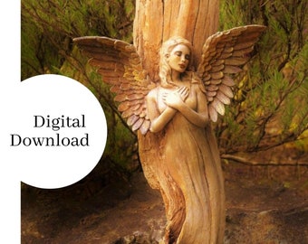 Angel in Wood Print – High-Resolution Digital Image (Instant Download)