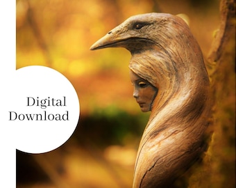 Digitale afbeelding: vrouw kraai