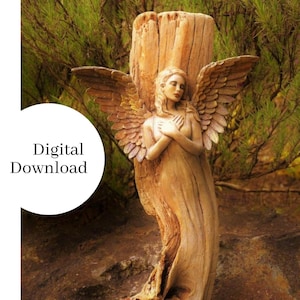 Angel in Wood Print: High-Resolution Digital Image (Instant Download)