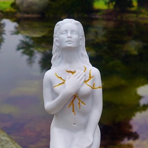 Self Love, Healing Gift, White and Gold, Sculpture by Debra Bernier, Shaping Spirit