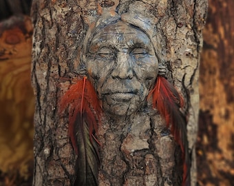 Luister naar je hart, vlier met veren boomschors, door Debra Bernier, Shaping Spirit