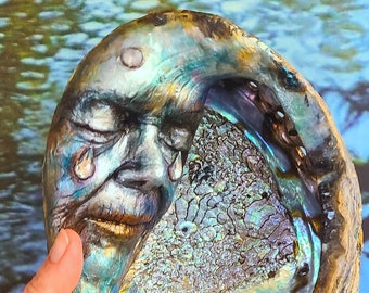 Abalone Moon, Woman with Tears, Sculpture by Debra Bernier Shaping Spirit