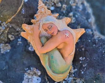 Mermaid Dreams, Shell & Starfish Sculpture By Debra Bernier, Shaping Spirit