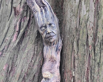 RESERVED FOR DENISE Dark Moon Spirit Elder, Driftwood Sculpture by Debra Bernier Shaping Spirit