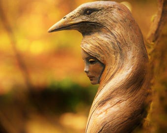 Art Card - Crow Woman By Shaping Spirit, Animal Spirit Gift & Home Decor