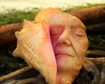 Memories of the Past, Seashell Woman, Beach Secret, Conch Shell Sculpture by ShapingSpirit