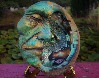 Man in the Moon, Elder Moon, Abalone, Mother of Pearl Shell, By Debra Bernier, Shaping Spirit