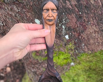 Spirit Spoon, Wood Elder Sculpture by Debra Bernier Shaping Spirit