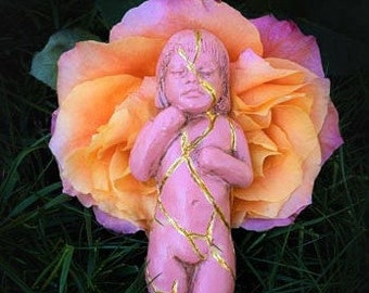 Kintsugi Child, Pink, Healing Sculpture, Limited Edition Shaping Spirit, Debra Bernier