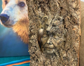 Bear Spirit Tree Bark | Spiritual Sculpture