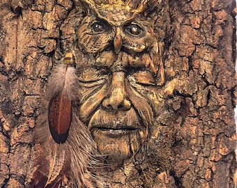 Owl Spirit of the Forest, Bark Tree Art, door Debra Bernier Shaping Spirit