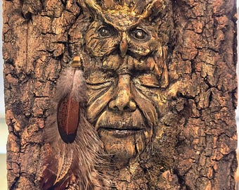 Owl Spirit Tree Bark | Spiritual Sculpture