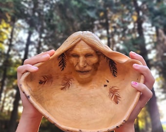 A Prayer To The Wind, Wood Burl Bowl, Spiritual Altar Art by Debra Bernier, Shaping Spirit