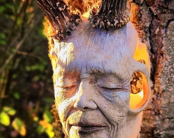 Beauty in Death, Gehoornde Skull Woman, sculptuur van Debra Bernier, Shaping Spirit