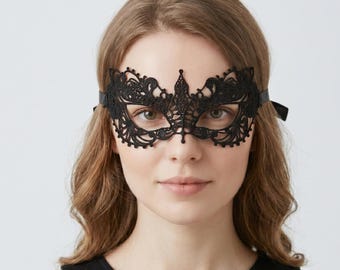 Schwarze Spitze Maskerade Maske | Damen Karneval Cosplay Accessoire, Venezianische Kostüm Maske