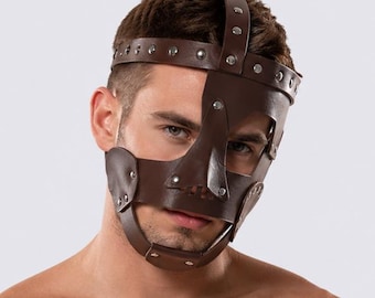 Vintage Inspired Faux Leather Mask | Medieval Renaissance Cosplay | Halloween Party Costume | Gothic Style Leather Face Mask Accessory