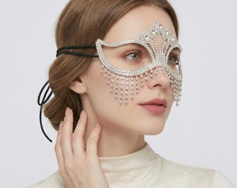 Strass Maskerade Maske | Kristall Quaste Gesichtsmaske | Elegante Party Maske | Zubehör für Tanzveranstaltungen